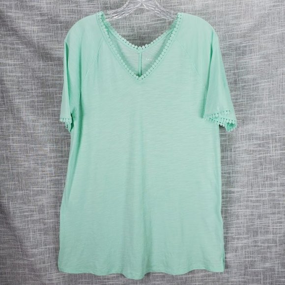 Lands' End Tops - Lands' End Starfish Trimmed Tunic Medium Tall MT